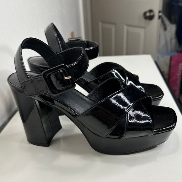 Jeffrey Campbell Amma Platform Slingback Black Sandal Chunky Heels 7.5 - Picture 5 of 16